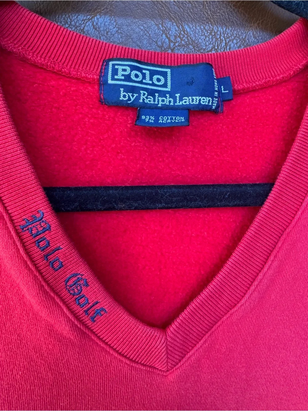 Polo Ralph Lauren Golf Mens L Red Sweatshirt Sweater Vest V Neck Vintage